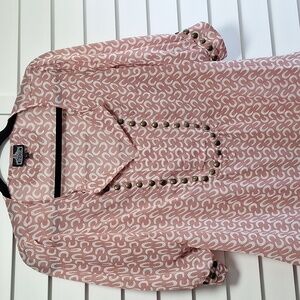 Horseshoe blouse size large rose colored, kinda sheer